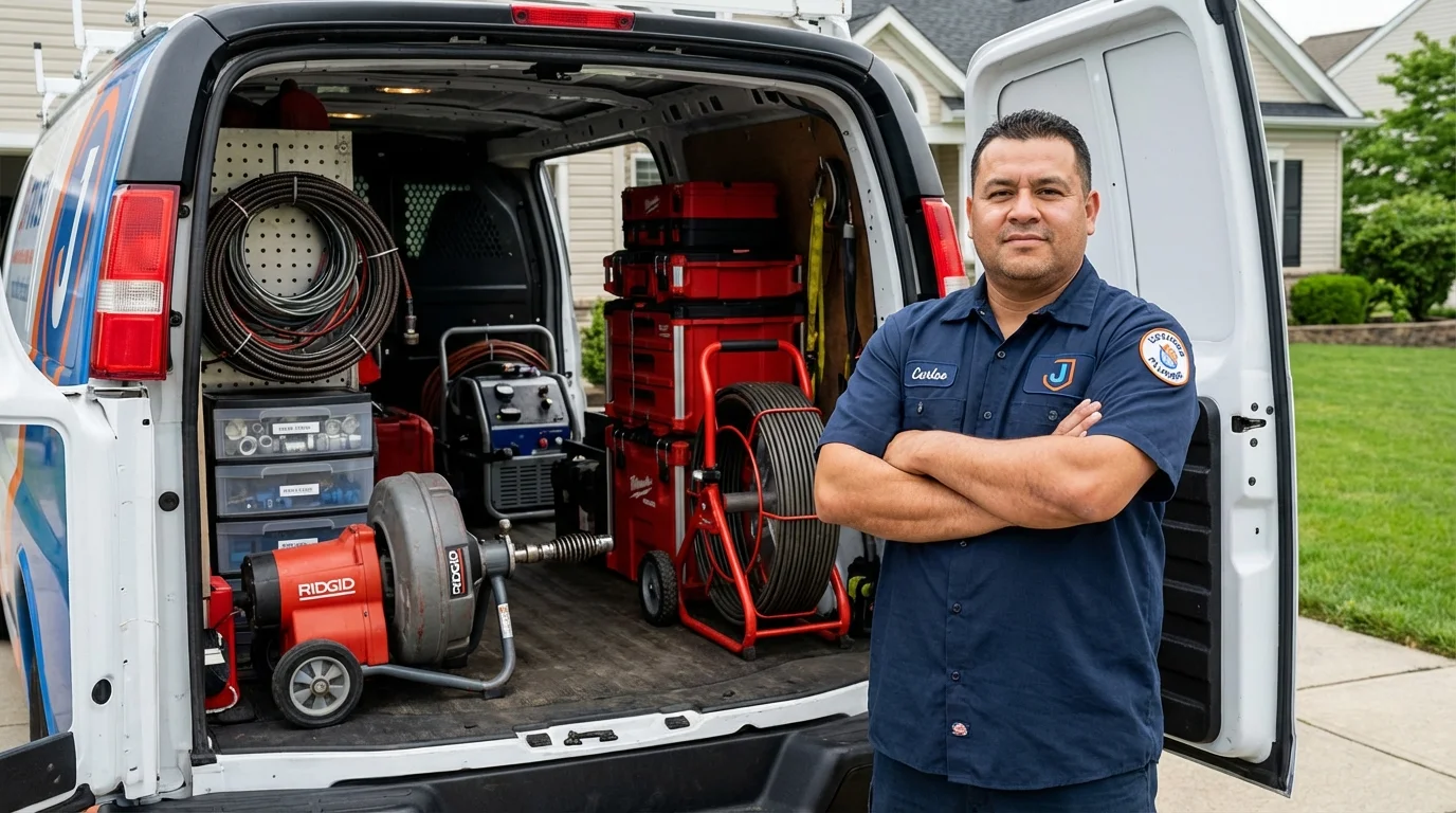 Professional drain cleaning equipment and Johns Plumbing LLC plumber in Dale
