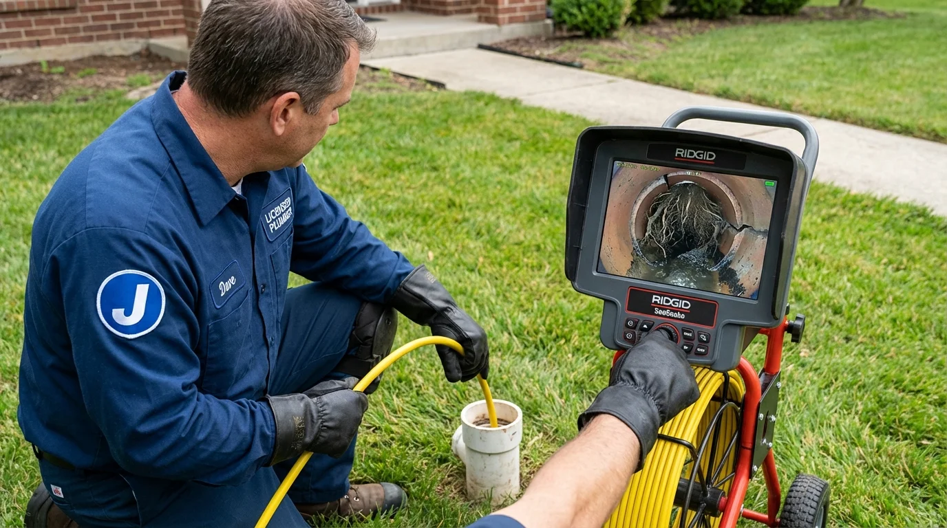 Sewer camera inspection being performed by Johns Plumbing LLC in Dale
