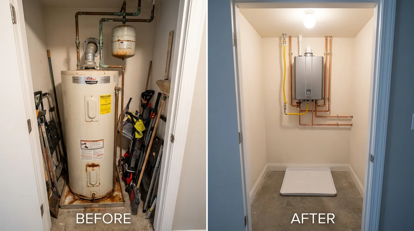 Tank water heater versus wall-mounted tankless unit comparison for Dale, IN homeowners