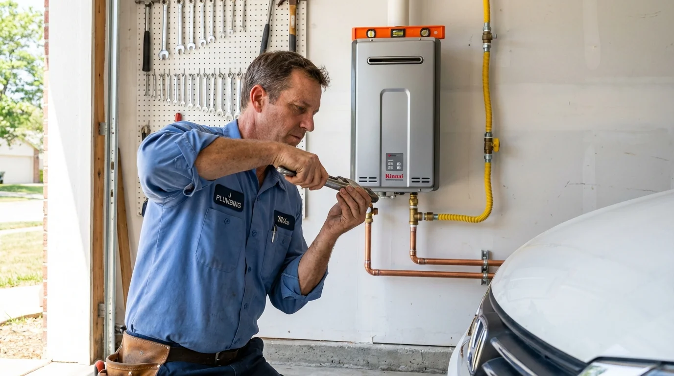 Tankless water heater installation by a Johns Plumbing LLC plumber in Dale